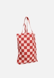 Katoenen Shopper Checkerboard  Faded Pink + Ginger