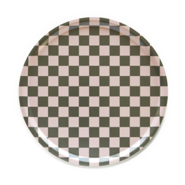 Olijf - checker - dienblad - rond - 38 cm
