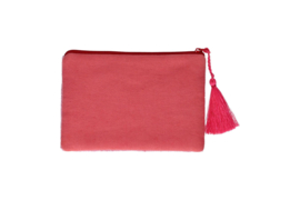 Tasje - make-up - roze me bloemen patroon - geborduurd