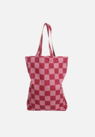 Katoenen Shopper Checkerboard  Tulip + Burgundy