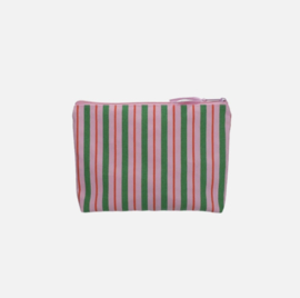 toilettas - gestreept - bloedsinaasappel groen fuchsia