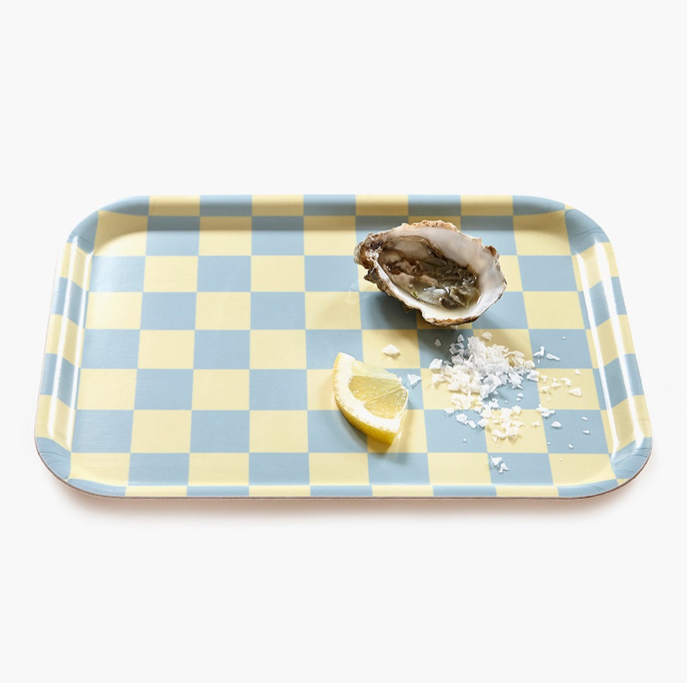 Dienblad - rechthoekig - lemon - seafoam - Checker - 27 x 20 cm