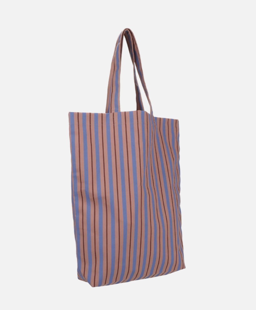 katoenen - tas - blauw - bruin - gestreept