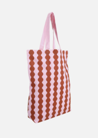 Katoenen Shopper  Wavy Light Fuchsia + Rust