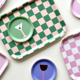 Peach Tulip Checker - dienblad - 27 x 20 cm