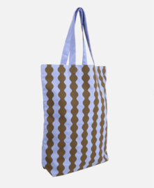 Katoenen Shopper  Wavy Ice Blue + Olive