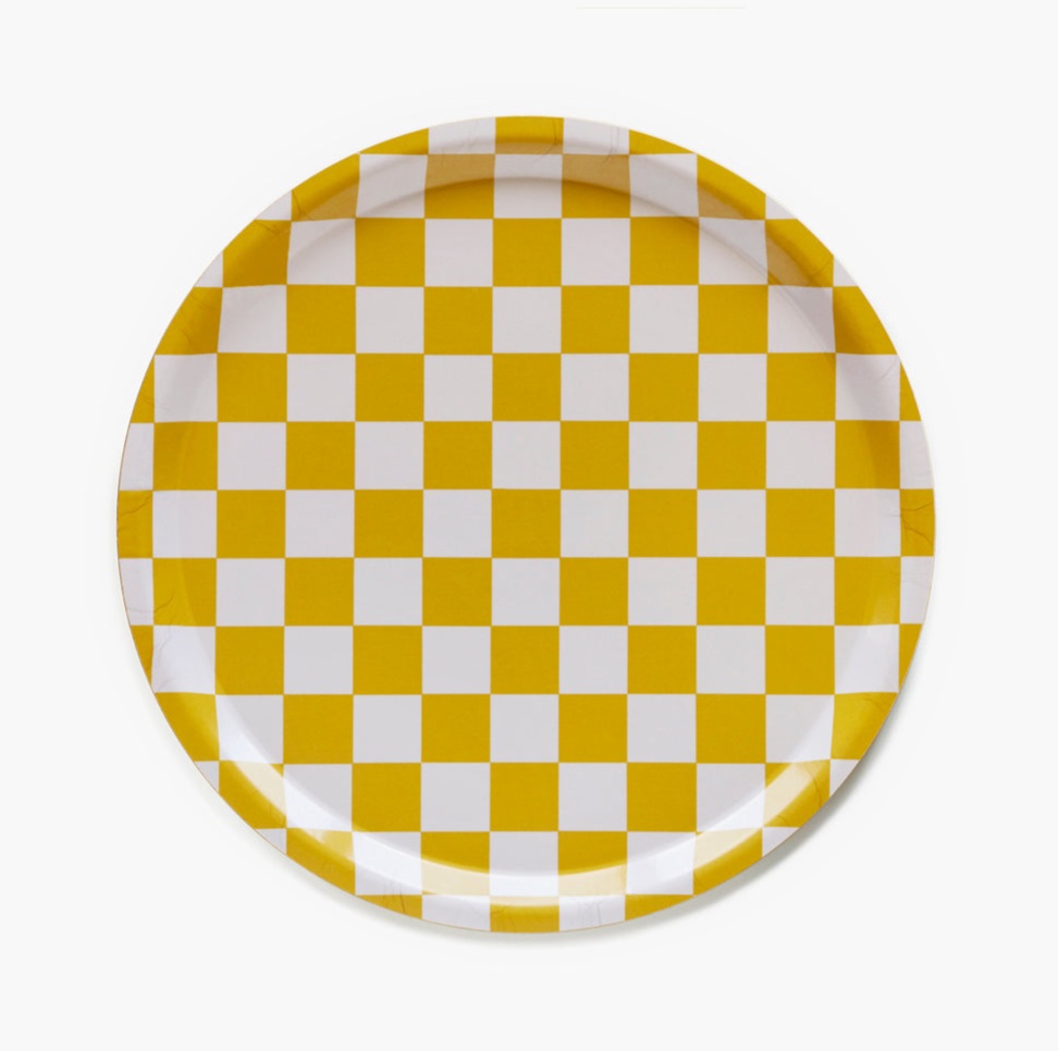 Dienblad - rond - Mosterd - Checker - 31 cm