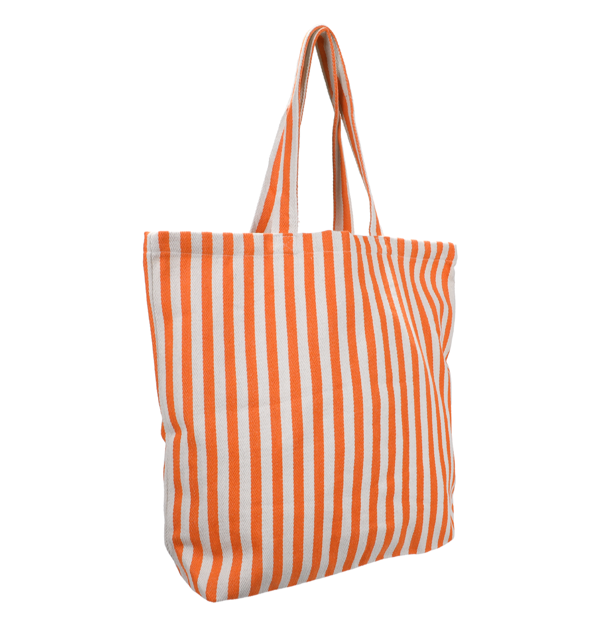 Shopper - katoen - naturel met strepen - oranje