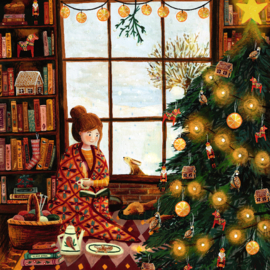 Knus bij de kerstboom |  Losse afbeelding van Esther Bennink