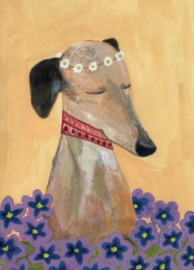 Galgo with flowers