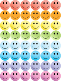Pastellfarbene Smiley-Aufkleber 14mm - 48 Aufkleber