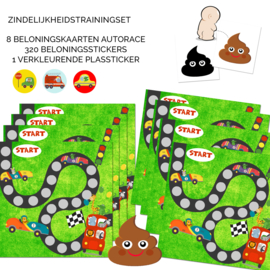 8 Beloningskaarten Autorace + 320 stickers + Verkleurende Plassticker