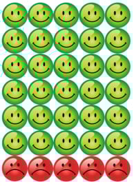 Grüne und ein bisschen rote Belohnungssticker - 35 Sticker