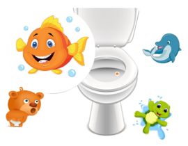 Toilet Stickers med søde dyremotiver – Sæt med 4 Stickers