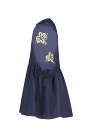 Flo woven dress with balloon sleeves navy 115