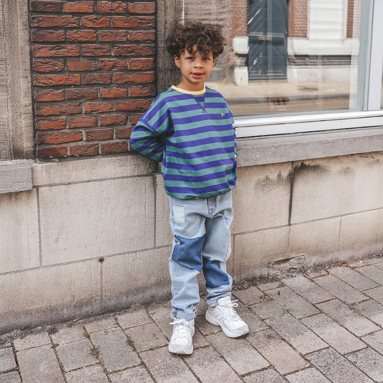 Your wishes mommy & me stripe sweater donker groen 46