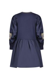 Flo woven dress with balloon sleeves navy 115
