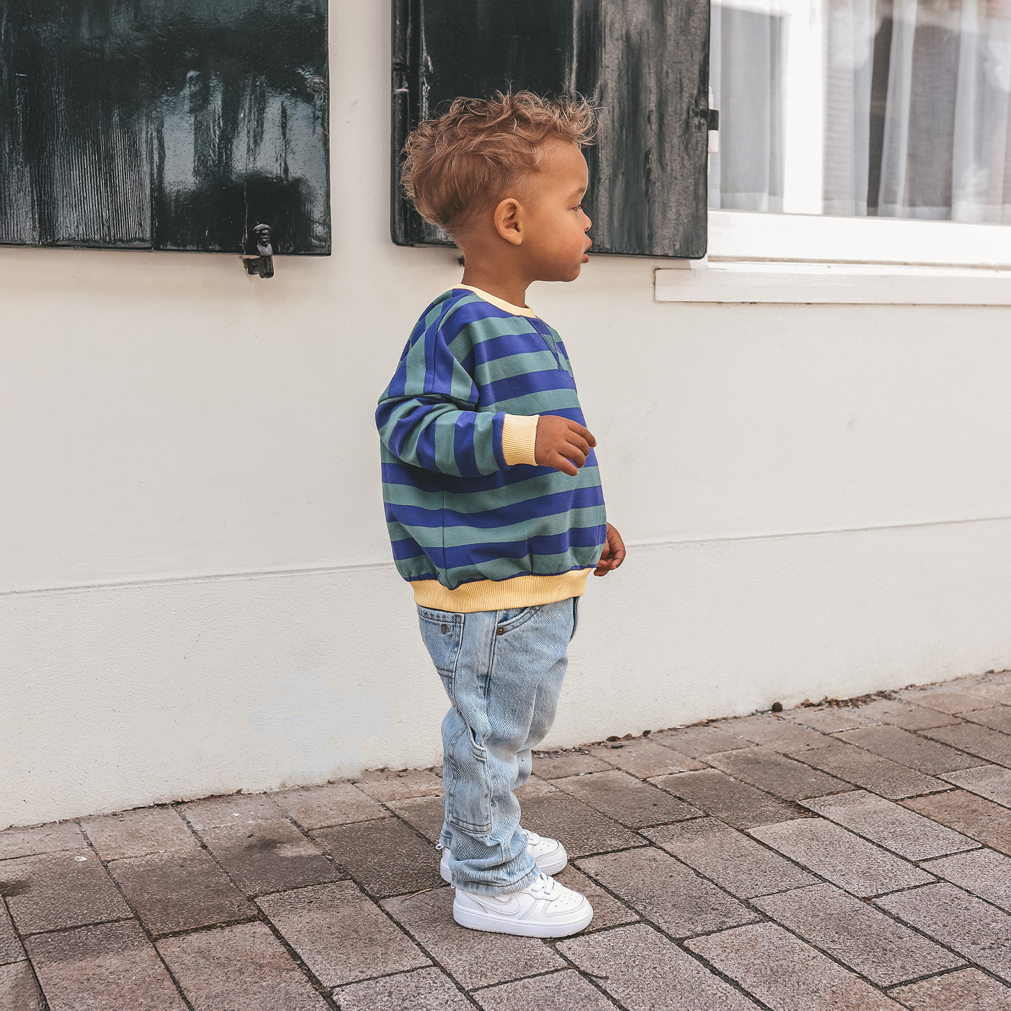 Your wishes mommy & me stripe sweater donker groen 46