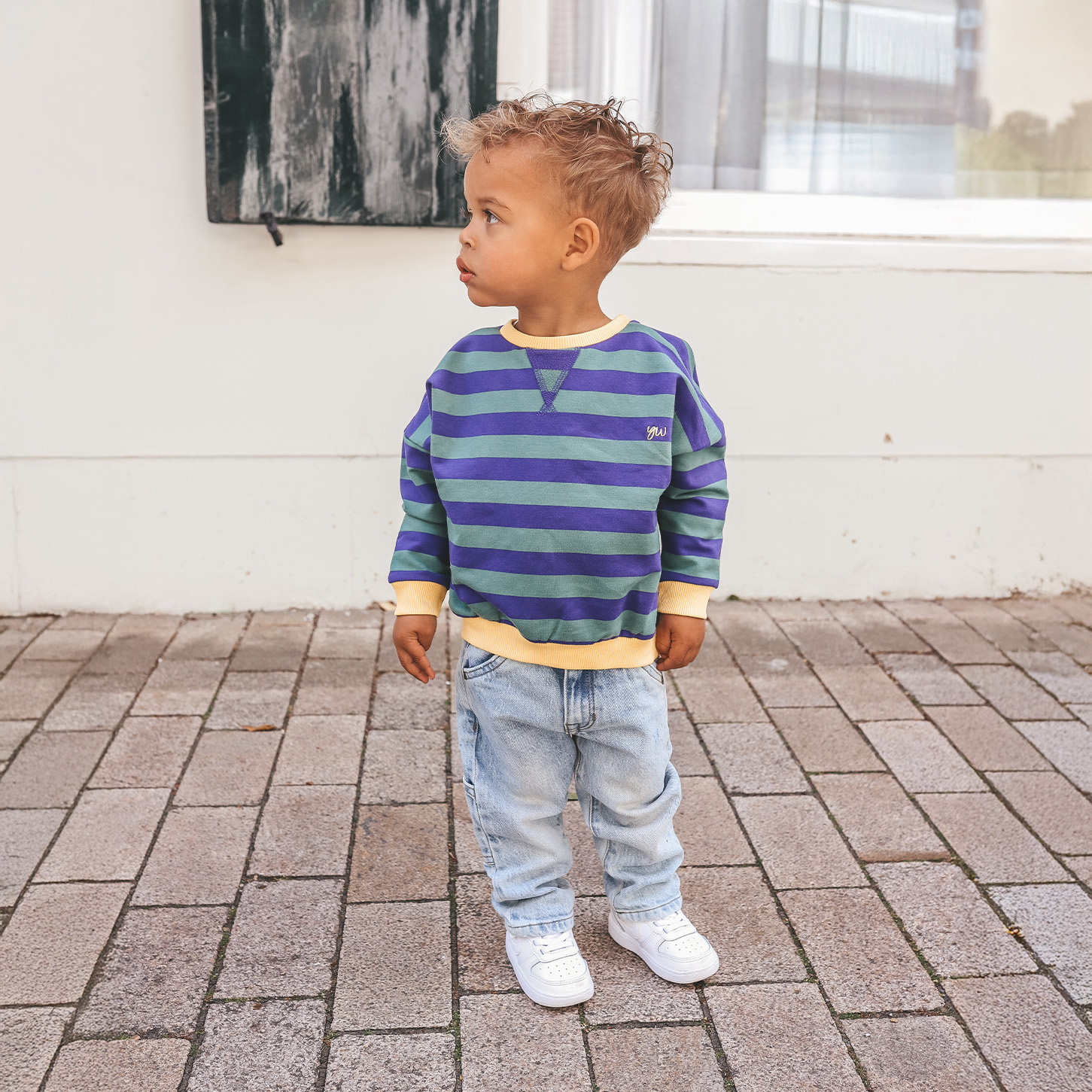 Your wishes mommy & me stripe sweater donker groen 46