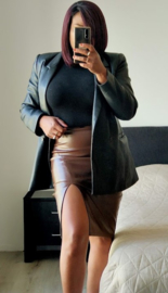 Faux Leather Skirt Chocolate Brown