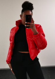 Red Cropped Puffer Jacket