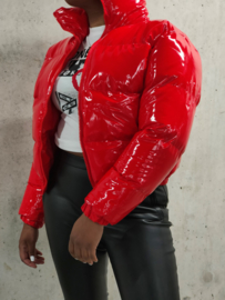 Red Cropped Puffer Jacket