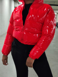 Red Cropped Puffer Jacket