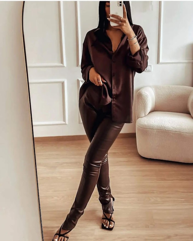 Dripped in Chocolate  Faux Leather Pants