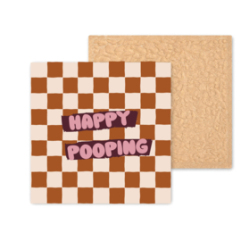 Kleurrijk tegeltje | Wc tegel | Happy Pooping | Checkers Terracotta | 11 CM