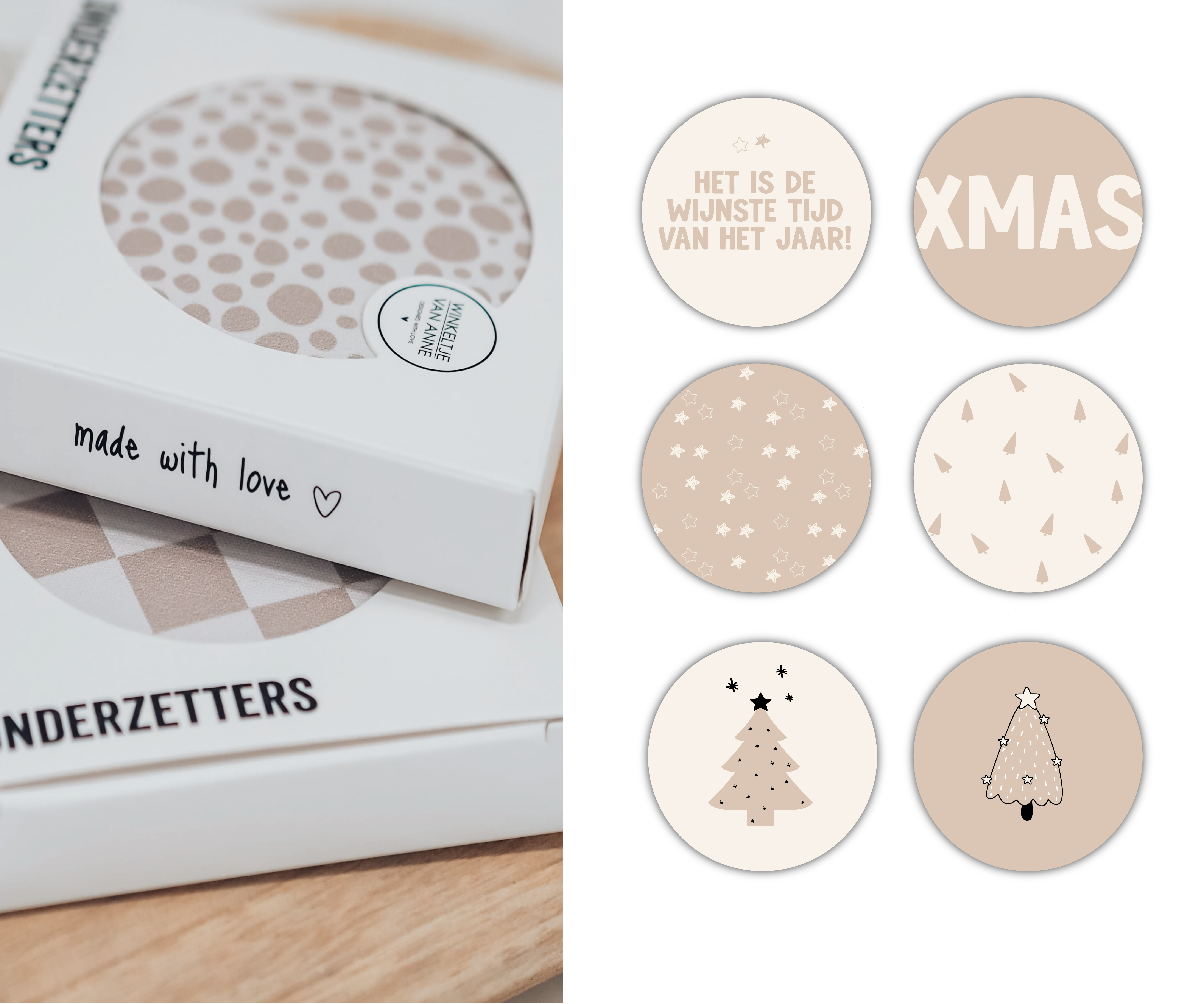 Kerst onderzetters | Set 2 | In giftbox