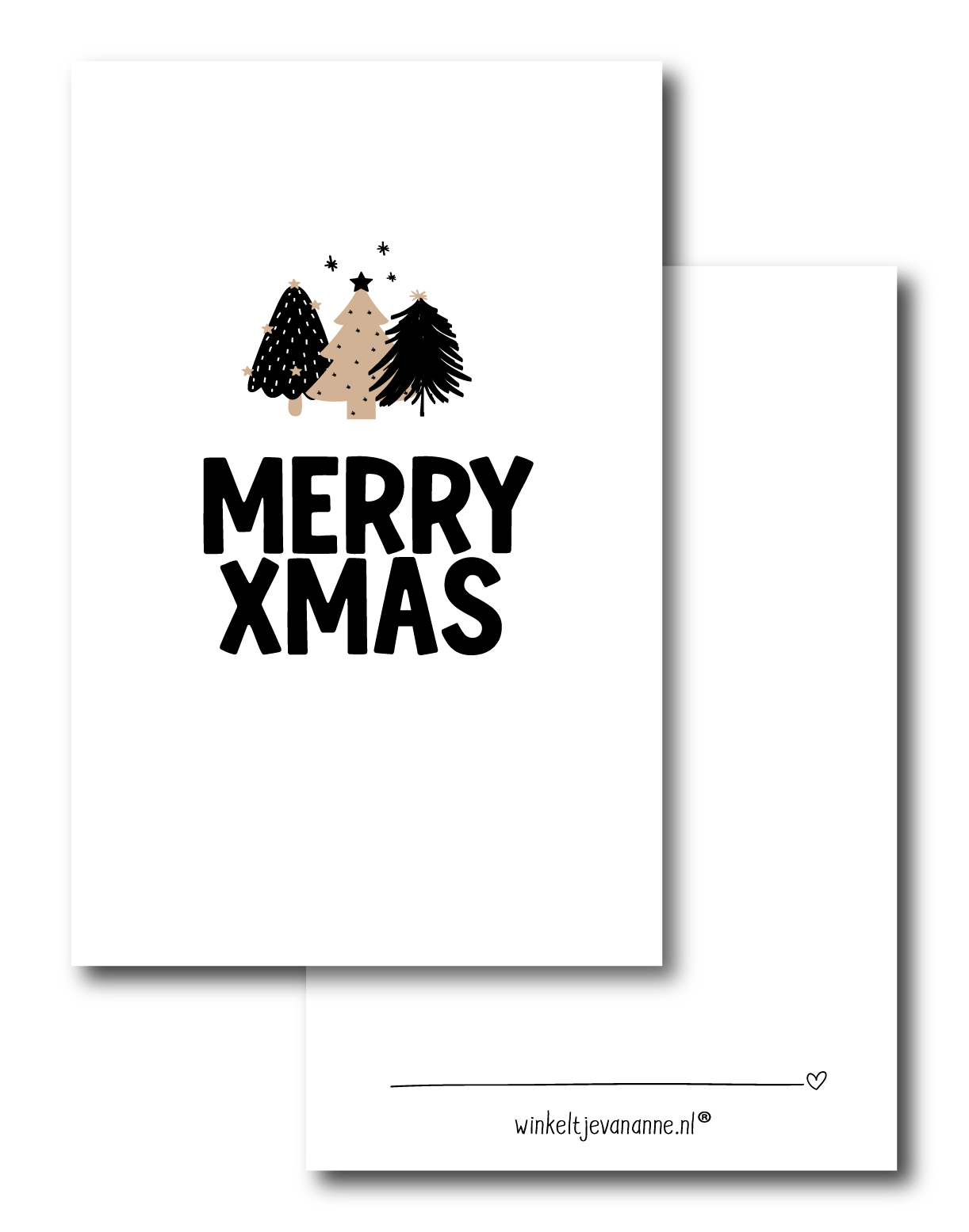 Minikaartje | Merry Xmas | per 5 stuks