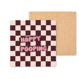 Kleurrijk tegeltje | Wc tegel | Happy Pooping | Checkers Burgundy | 11 CM
