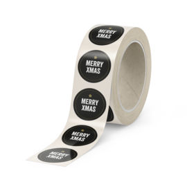 500 stickers | Merry XMAS | Zwart/wit/goudfolie