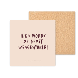 Kleurrijk tegeltje | Wc tegel | Hier wordt de kerst weggespoeld! | Beige | 11 CM