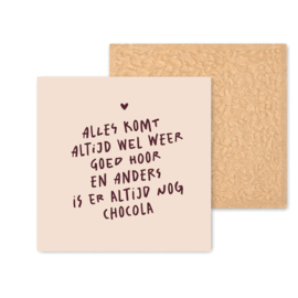 Kleurrijk tegeltje | Alles komt altijd weer goed | Beige | 11 CM
