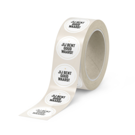 500 stickers | Jij bent goud waard 2024 | Wit/zwart/goudfolie