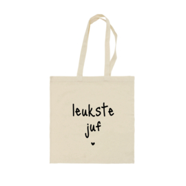 Katoenen tas | Leukste juf | Beige