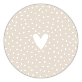 Muurcirkel | Roundie | Hart dots beige