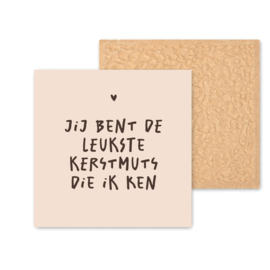 Kleurrijk tegeltje | Kerstmuts |  Beige | 11 CM