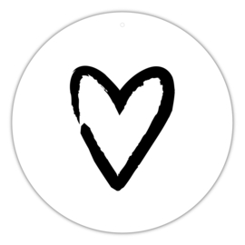 Muurcirkel | Roundie | Hart | Painted brush | Zwart