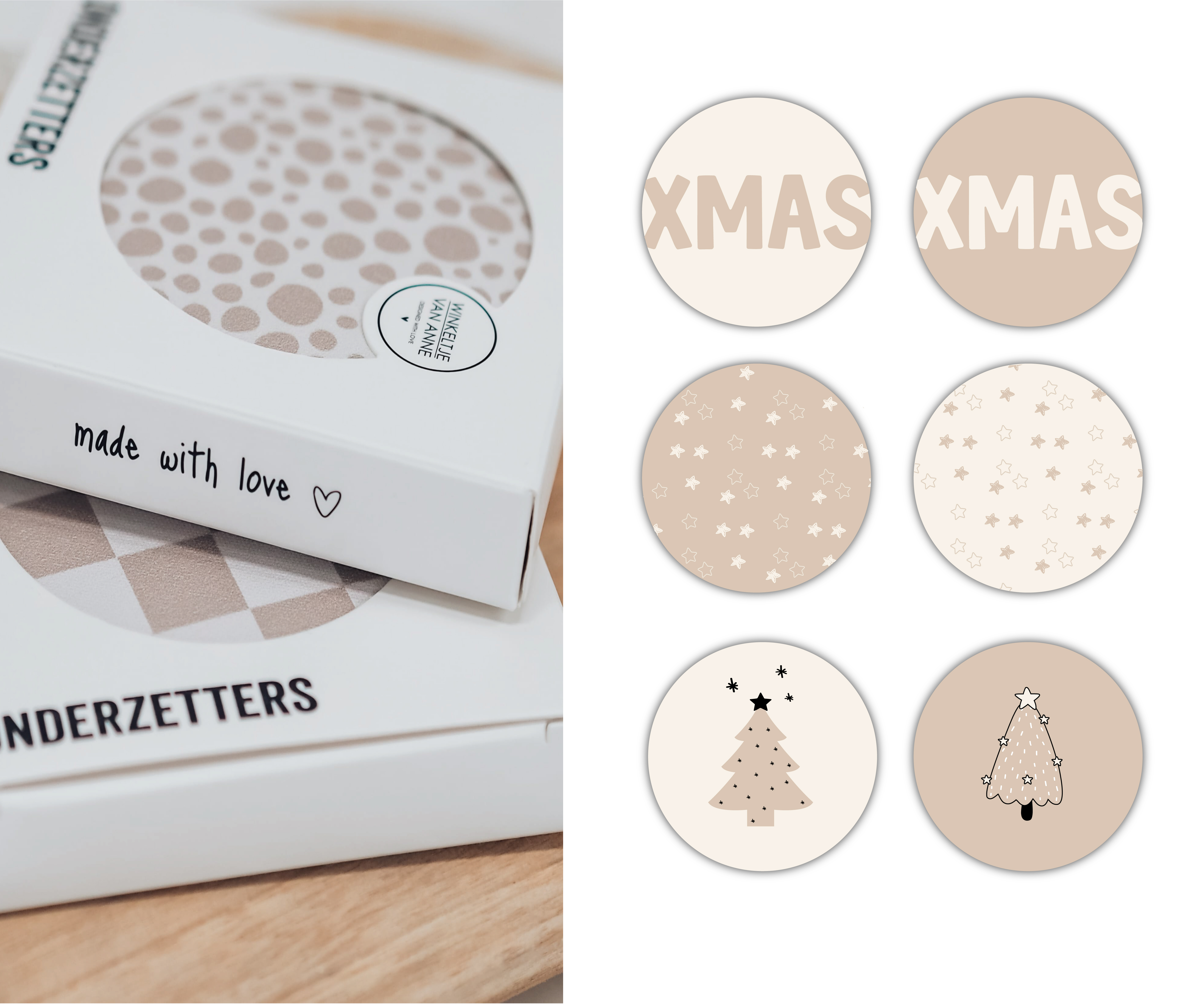 Kerst onderzetters | Set 1 | In giftbox