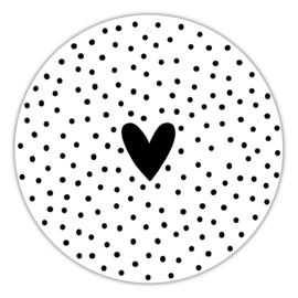 Muurcirkel | Roundie | Hart dots zwart