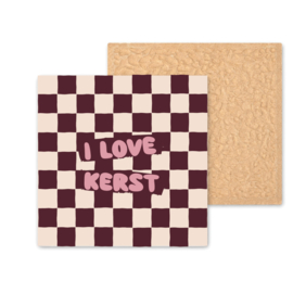 Kleurrijk tegeltje | I love kerst | Checkers Burgundy | 11 CM