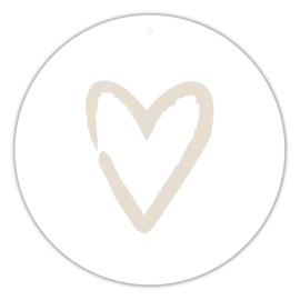 Muurcirkel | Roundie | Hart | Painted brush | Beige