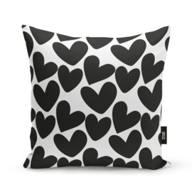 Buitenkussen | SUPERSIZE! | 60 x 60 CM | Hearts Black