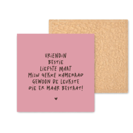 Kleurrijk tegeltje | Vriendin, bestie, maat | Vintage Pink | 11 CM