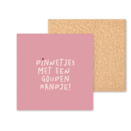 Kleurrijk tegeltje | Dinnetjes met een gouden randje |  Vintage Pink | 11 CM
