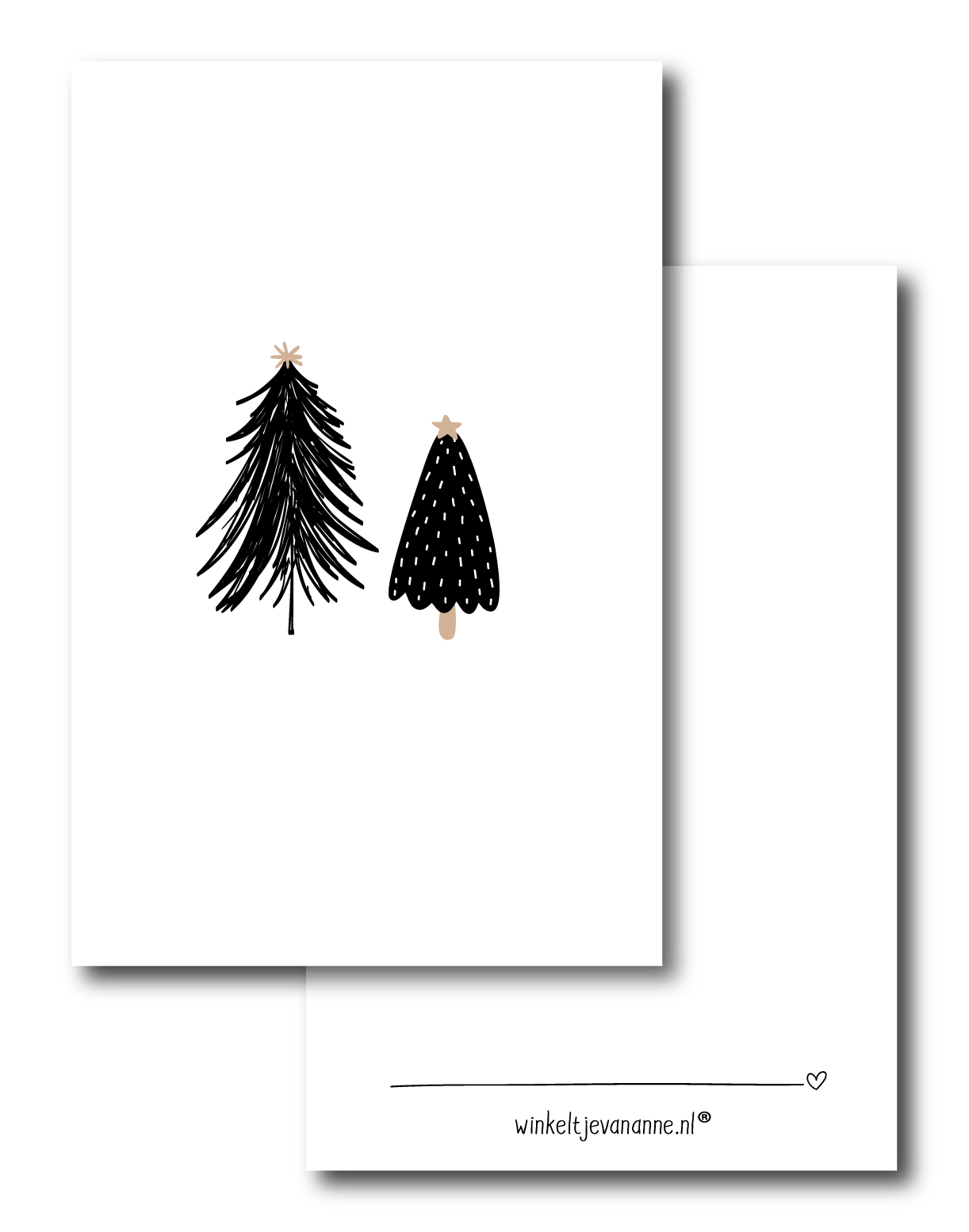Minikaartje | Twee boompjes | per 5 stuks