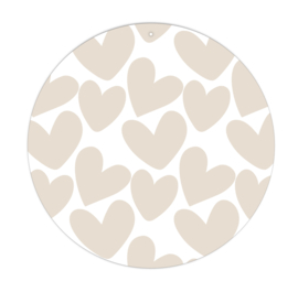 Muurcirkel | Roundie | Beige Hearts all over