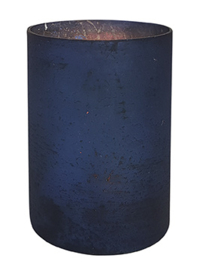 Glazen Theelichthouder - Cilinder- ø 10 cm - Oud Blauw